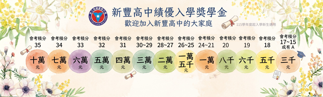 115學年度績優新生獎學金 115學年度績優新生獎學金
